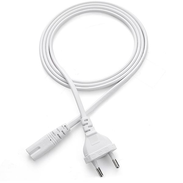 Cable de extensión blanco de 2p con clavija UE, Cable de extensión de encendido para lámpara, fuente de alimentación europea de figura 8 para iluminación Led, Cargador USB de 1,5 m