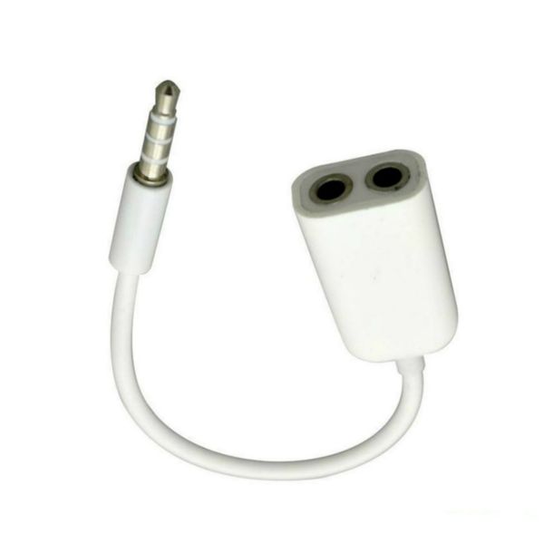 Cable de audio blanco de 3,5 mm, doble auricular, divisor en Y, adaptador auxiliar Jack