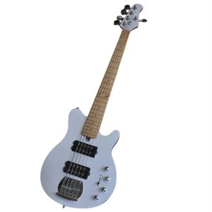White 5 Strings Electric Bass Guitar met Chrome Hardware HH Pickups bieden Logo/Color -aanpassing