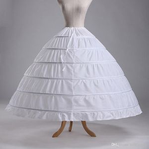 Wit 6 Hoop Petticoat Crinoline Slip Underskirt Bridal Ball Jurk trouwjurk Petticoats in Stock Hot Sale 259D