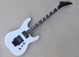 Guitare électrique blanche à 6 cordes avec micros humbuckers, touche en palissandre floyd rose