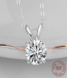 Wit 6 mm8mm Lab Diamond Solitaire Hangers Ketting 925 Sterling Silver Choker Statement Kettingen Women Fashion Jewelry XN1171009740