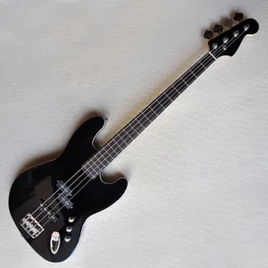 Guitare basse électrique à 4 cordes, blanche et noire, avec 20 frettes, manche en palissandre personnalisable