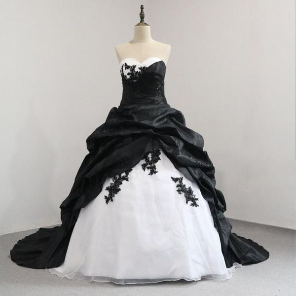 Robe de mariée robe de bal blanche et noire chérie des années 50 rétro robes de mariée en taffetas personnaliser robe de mariée grande taille