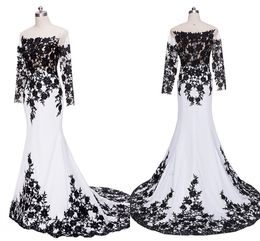 Robes de soirée formelles en dentelle blanche et noire