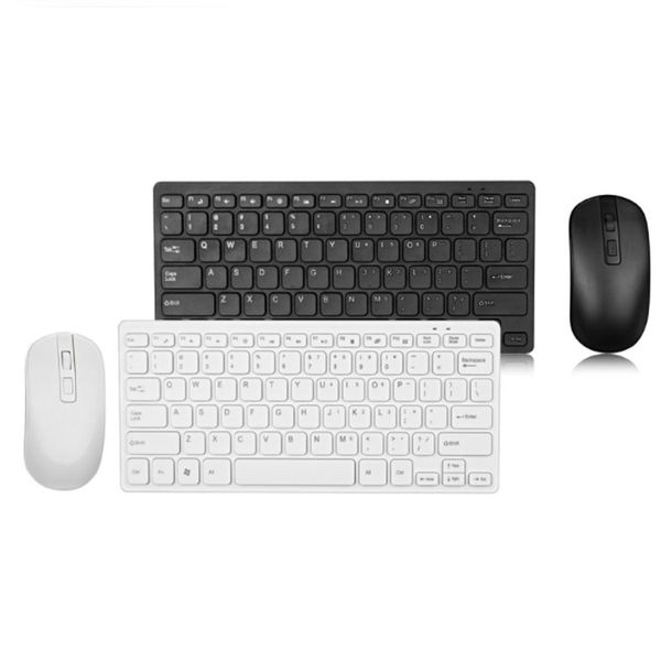 Kit mini clavier sans fil blanc et noir, peigne Portable Ultra-fin, wifi, ensemble de souris pour ordinateur iPad