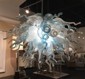 Lustres de lampes blanches et bleues, éclairage de lustre fabriqué à la main, ampoules LED, lampes suspendues en verre de Murano, vente en gros