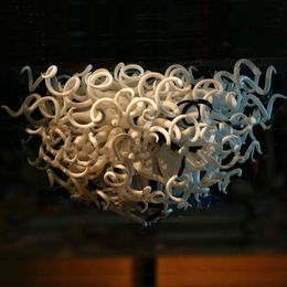 Wit en weinig zwarte kleur hanglamp traditionele handgeblazen glazen kroonluchter verlichting LED 28 bij 24 inch lichten