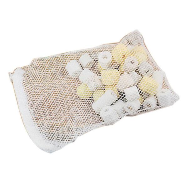 Sac de maille d'aquarium blanc sac de filet de filtre d'étang d'aquarium pour le sac d'isolement de réservoir de poissons d'ammoniac d'aquarium de médias