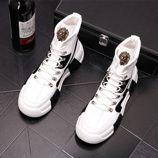 White Arrivée Men Sneakers Boot Hip-Hop Casual Chores Trainers Hauteur Augmenter les chaussures Martin Chaussure Homme Luxe Marque P5