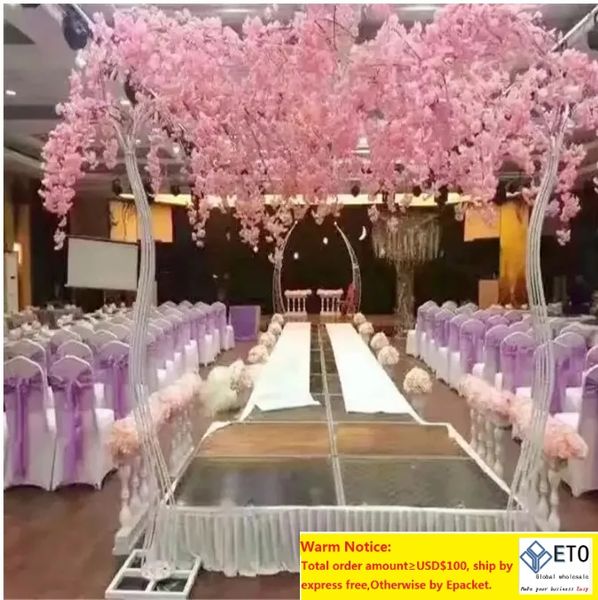 Arbre de fleurs de cerisier artificiel blanc, Simulation de fleur de cerisier avec cadre en arc de fer pour accessoires de fête de mariage ZZ