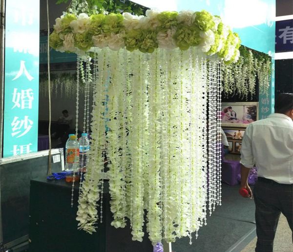 Fleur de vigne de glycine d'orchidée artificielle blanche 1 mètre de long couronnes de soie pour la décoration de toile de fond de mariage accessoires de tournage 10pcslot4525677