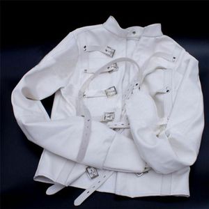 White Asylum Straight Jacket Come S/M L/XL BODY HARNESS Brazalete de sujeción L220801