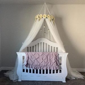 Blanc bébé moustiquaire maille dôme tente fleur décoration berceau auvent pure rideau chambre Playhouse literie 240223