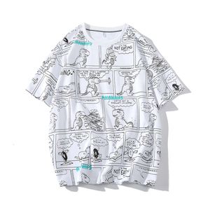 Witte achtergrond zomer trendy merk gepersonaliseerd print paar half jeugd puur katoenen korte mouwen t-shirt voor mannen 1455-p25