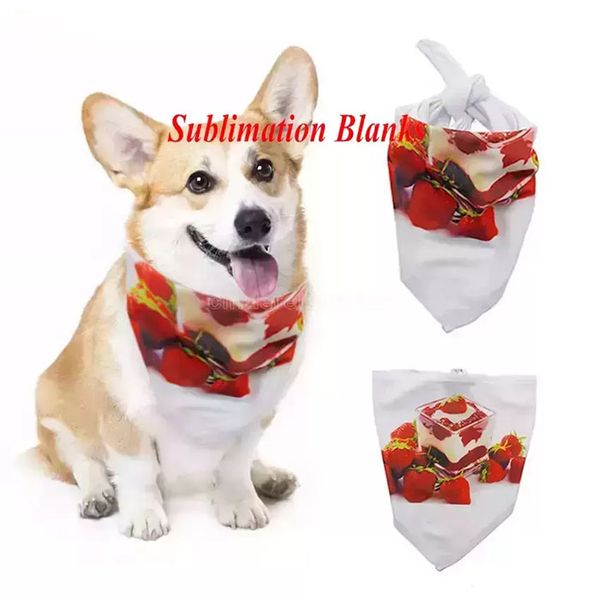 Bandanas blancs pour animaux de compagnie, vêtements pour chiens, écharpe de cou triangulaire, vierge par Sublimation, en Polyester, impression par transfert de chaleur, serviette de salive pour animaux de compagnie