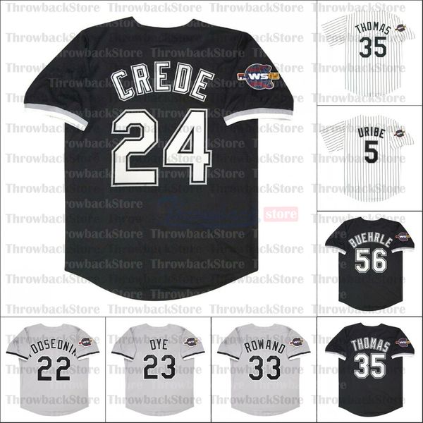 Retro Baseball 2005 Home Jersey 14 Paul Konerko 24 Joe Crede 35 Frank Thomas 56 Mark Buehrle