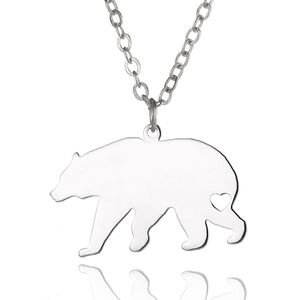 Collier pendentif ours polaire en acier inoxydable, chaîne à maillons à breloques animaux, bijoux pour femmes et hommes, cadeaux pour enfants, vente en gros