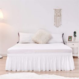 Jupe de lit blanche Bande élastique Wrap Around Home el Cover Sans Surface Couvre Lit Protector 220623