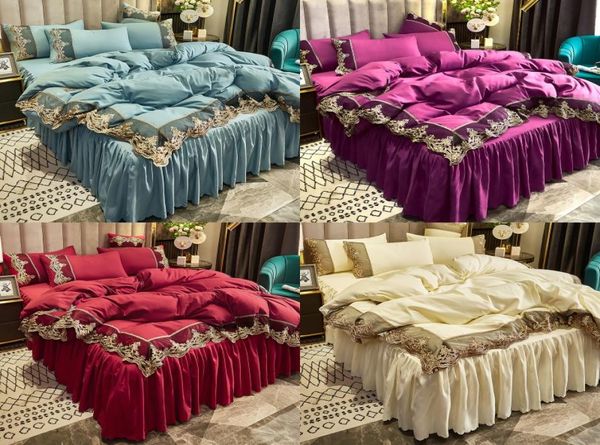 juegos de ropa de cama blancos cubiertos de encaje edredones de cama queen bies de almohadas