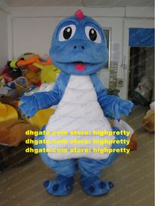 Blanc Blely Blue Dragon Dinosaur Dino Mascot Costume Adult Cartoon Personnage Publicité Campagne Symposium annuel ZZ7789