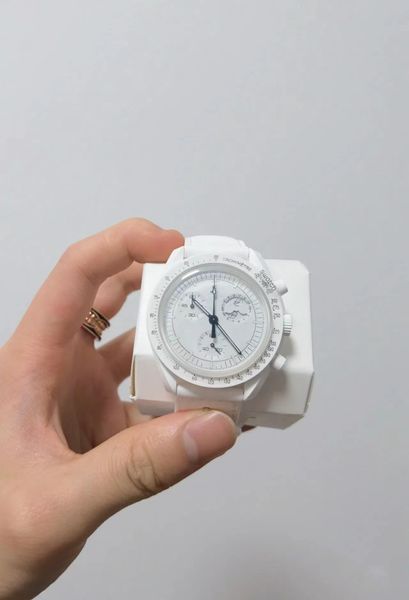 White Bioceramic Men's Sports Watch Moon Planet Watch Full Fonction World Time Limited Edition Mercury Neptune Saturn Collection