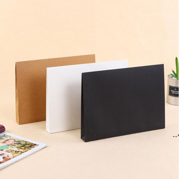 Blanc Black Brown Kraft Papier Document Dossier de stockage Sac de stockage Enveloppe de poche avec chaîne de stockage Lock Office de bureau JJD10749