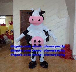 Wit Black Black Cow Bossy Cattle Calf Mascot Costume Adult Catoon Character Corporate Image Film Prevalent heersende ZX2470