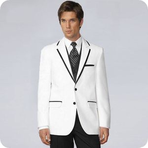 Blanc Noir Custom Made Groom Wear Smokings De Mariage Homme Costumes Blazer 3 Pièces Slim Fit Formelle Homme Veste Pantalon Gilet Meilleur Homme Prom Party
