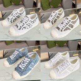 Wit zwart ontwerper Blue Beige Luxe Bruine Red Casual Shoes Women Ebony Canvas Tennis Cotton Fabric Floral Lace-Up Sneaker Shoe L6MZ#