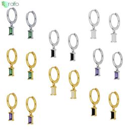 Branco preto verde roxo cor cz brincos conjunto minúsculo encantador cristal 925 prata esterlina pequenos brincos de argola para mulher jóias261c