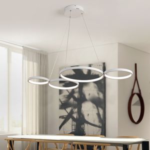 White/Black Modern LED Aluminum Pendant Lights Ring Chandelier Lighting for Dining Kitchen Room Living Room Bedroom