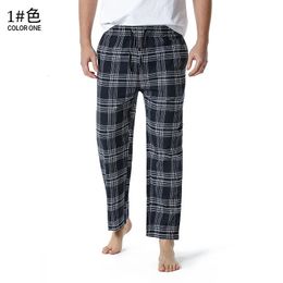 Pantalones de fondo de pijama a cuadros negros blancos Hombres descansando relajado cómodo algodón suave de algodón Casa de pijama transpirable Homme 240428