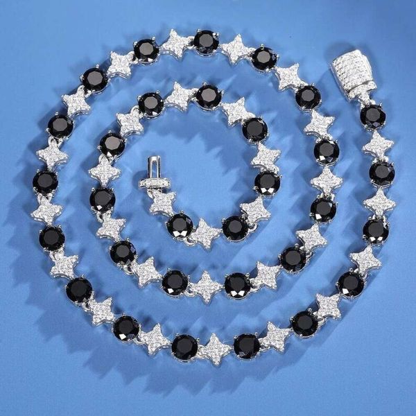 Blanc noir rond Round Diamond Moisanite Beau Collier de chaîne de tennis Sterling Bracelets Bijoux personnalisés