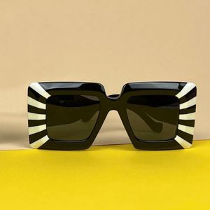 Witte zwarte streep vierkante zonnebrillen voor vrouwen modeontwerper zonnebril zonnebril sunnies