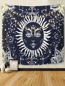 Blanc Black Sun Moon Mandala Tapestry Mur suspendu mur Tapestry Hippie Wall Carpets Dormor Decor Psychedelic Tapestry T2006289552410