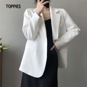Blazer blanc veste femme printemps coréen bureau dames costume dos fendu 210421