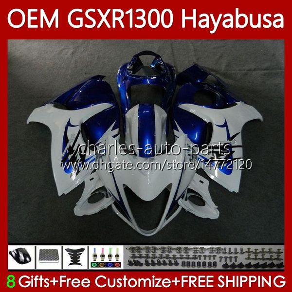 Corps OEM blanc bleu pour SUZUKI Hayabusa GSXR-1300 GSXR1300 08 09 10 11 12 13 77No.47 GSXR 1300 CC 1300CC 2014 2015 2016 2017 2018 2019 GSX R1300 08-19 Carénage d'injection