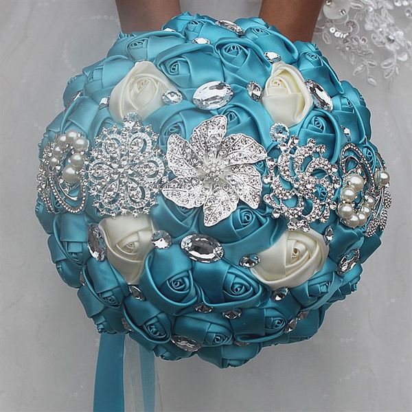 Blanc Bleu Mariage Bouquets De Mariée Simulation Fleur Fournitures De Mariage Fleur Artificielle Cristal Doux 15 Bouquets De Quinceanera W228259Q