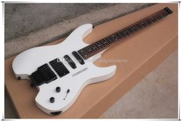 White Body Headless 24 Frets elektrische gitaar met zwarte hardware, palissander toets, ssh pickups, kan worden aangepast