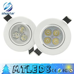 Cuerpo blanco Led regulable 9W 12W Led DownLights de alta potencia Led Downlights luces de techo empotradas AC 110-240V con fuente de alimentación