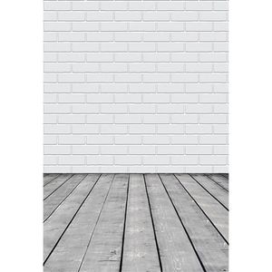 Toile de fond murale en brique blanche, rétro, plancher en bois gris, accessoires de fête prénatale pour nouveau-né, arrière-plans de Portrait pour Studio de photographie pour enfants