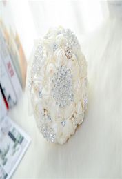 Bouquet de mariage de mariée blanche de mariage perles demoiselle de mariée bouquets de mariage artificiel fleur cristal buque de noiva 20201808142