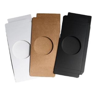 Boîte en carton noir marron blanc pour boîtier de téléphone Boîte d'emballage vierge avec boîte cadeau à fenêtre creuse