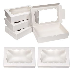 Witbruine Kraft Cookie Box met Clear Window Premium Small Paper Gift Box Container voor dessertdeeg Candy Packaging LX5513
