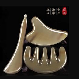 Buffalo Horn Gua Sha Stracage de la corne naturelle Masage de peigne Muscle Muscle relaxant et soulage les ridules Face 240412