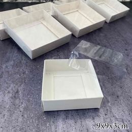 Witte Taart Geschenkdoos Kartonnen Verpakking Doorzichtig PVC Venster Transparant Deksel Koekje Snoep Bruiloft Kleding Jurk Gasten Dozen 210323206u