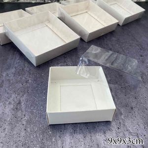 Witte Taart Geschenkdoos Kartonnen Verpakking Doorzichtig PVC Venster Transparant Deksel Koekje Snoep Bruiloft Kleding Jurk Gasten Dozen 210323221w