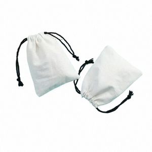 Sacs Cott en toile blanche avec cordon noir cadeau de Noël de mariage paquet de bonbons à grande taille sacs à poussière 84hd #