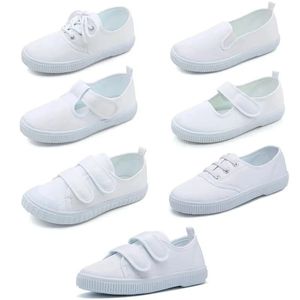 Witte canvas schoenen voor babyjongens meisjes casual kinderen schattige zachte zool wandelende peuter kinderschoenen 240415